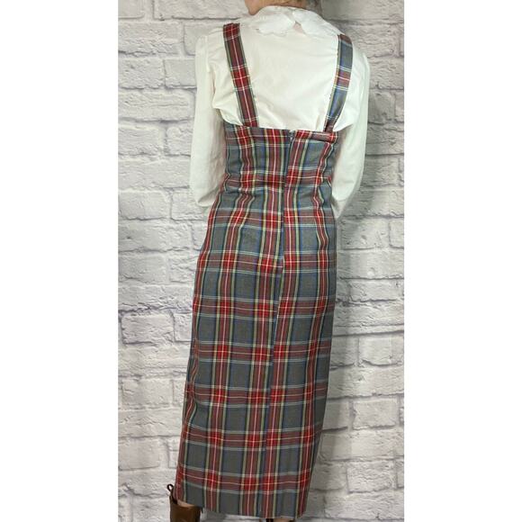 Vintage 90's Decked Out Plaid Sexy Schoolgirl Jumper Dress with High Slit - Picture 6 of 11